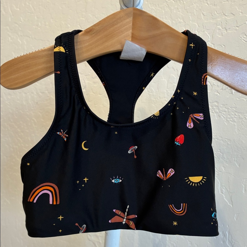 Munster Black Kids Crop Tank with Rainbow & Star Print